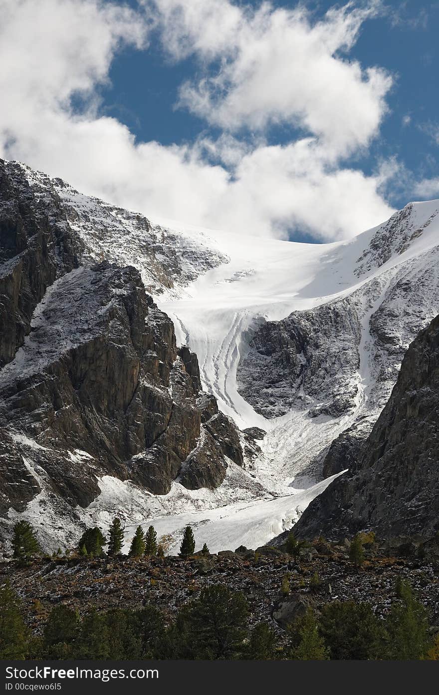 Mountains and glacier.