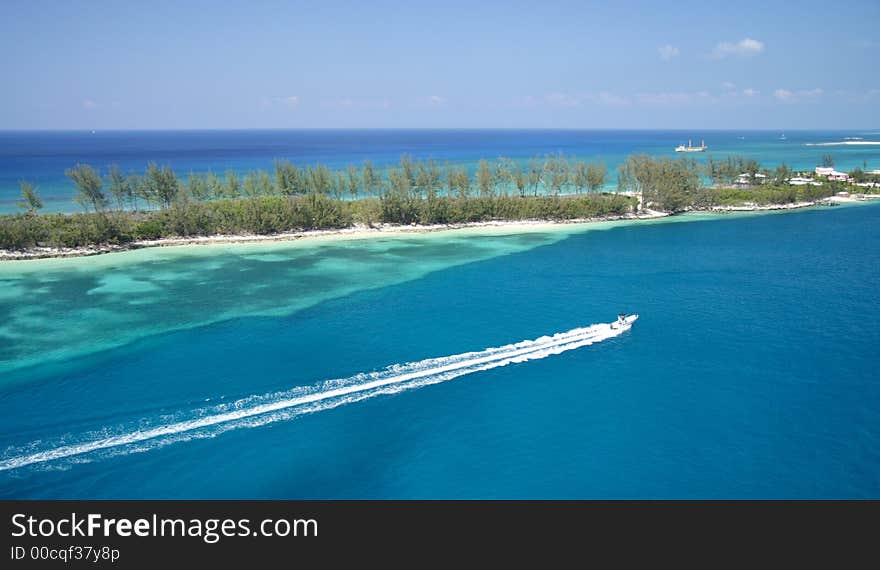 Beautiful blue caribbean bay with a small island. Beautiful blue caribbean bay with a small island