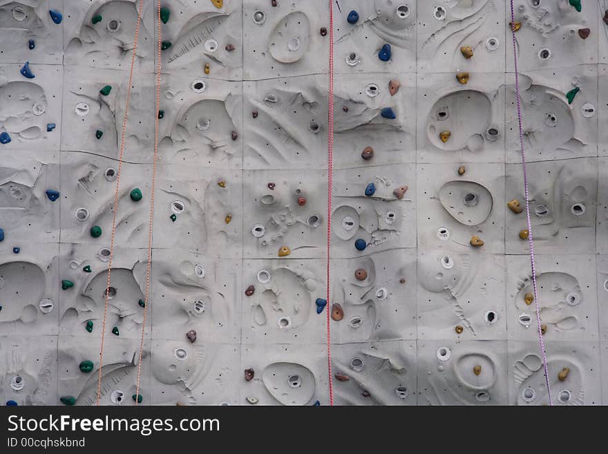 Concrete climbing wall with ropes