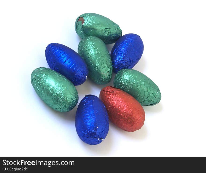 Coloured Foiled Easter Eggs in a pile