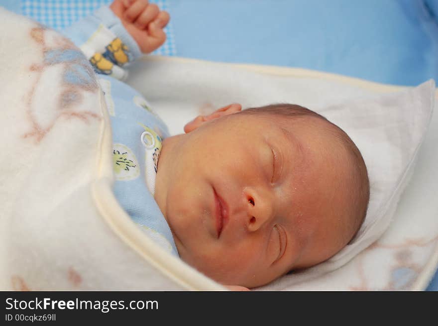 Photo of sleeping new-born child. Photo of sleeping new-born child