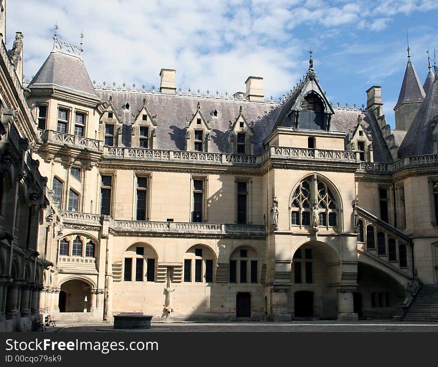 Courtyard of a French Chateau, in France, Europe