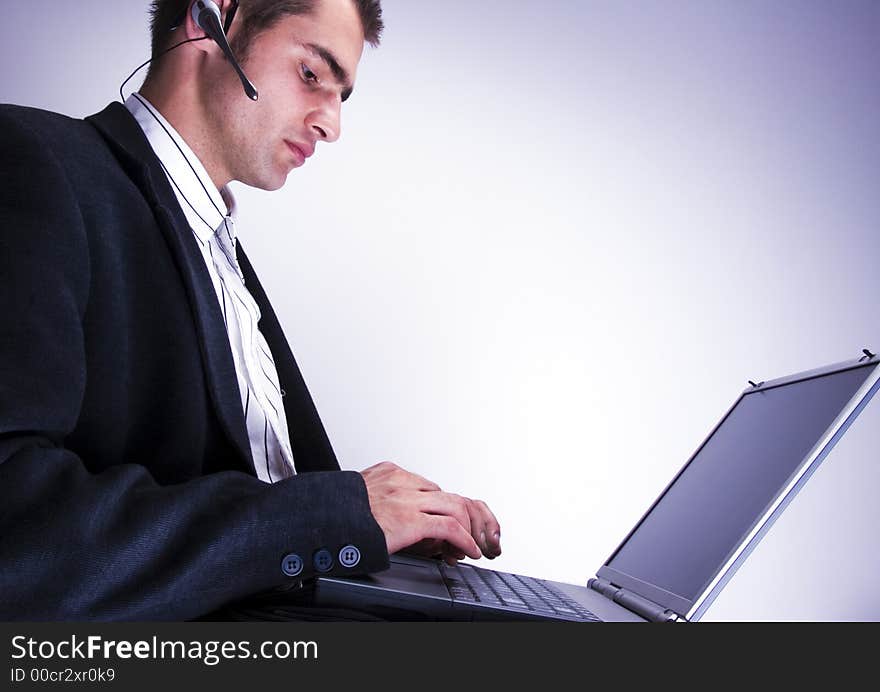 Businessman working on laptop