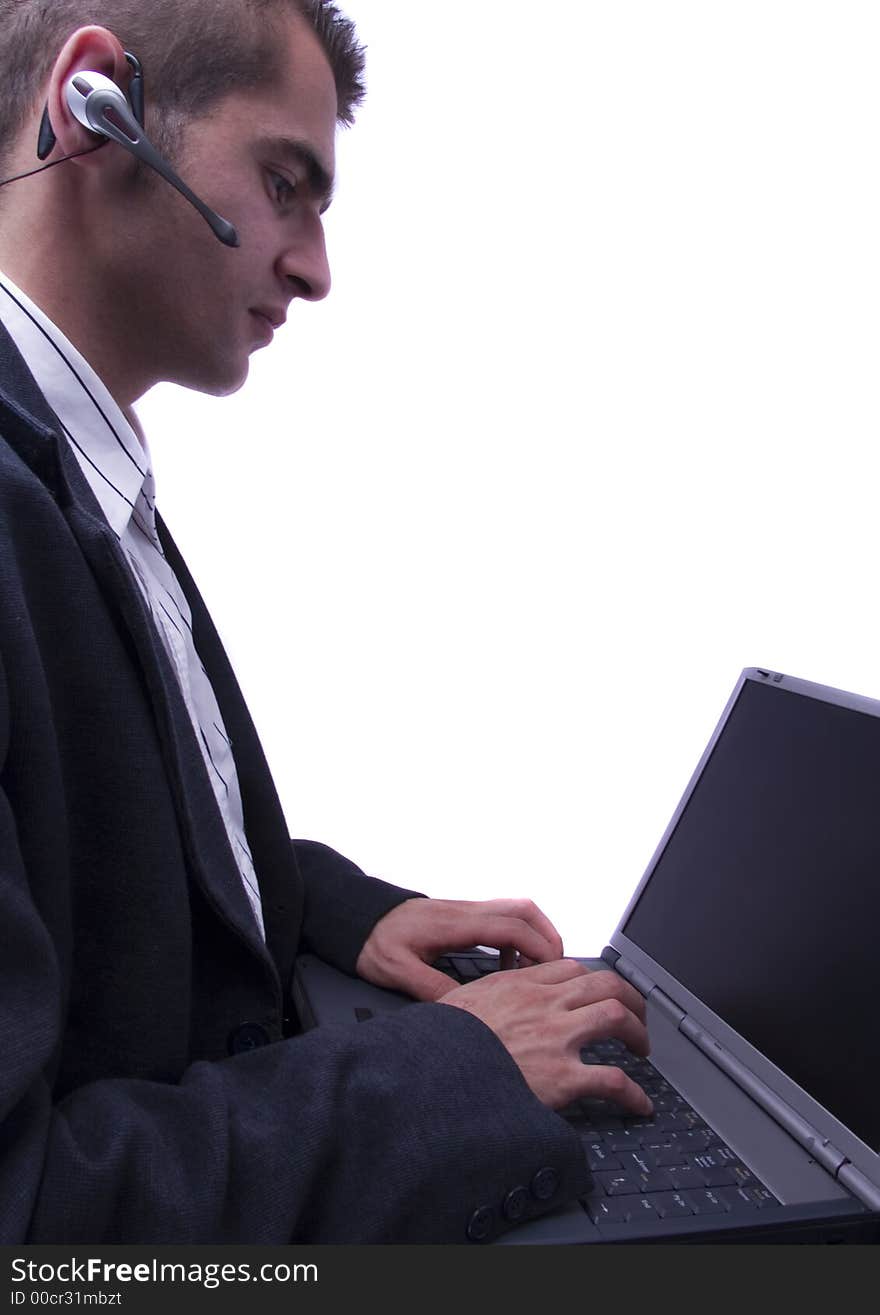 Businessman working on laptop