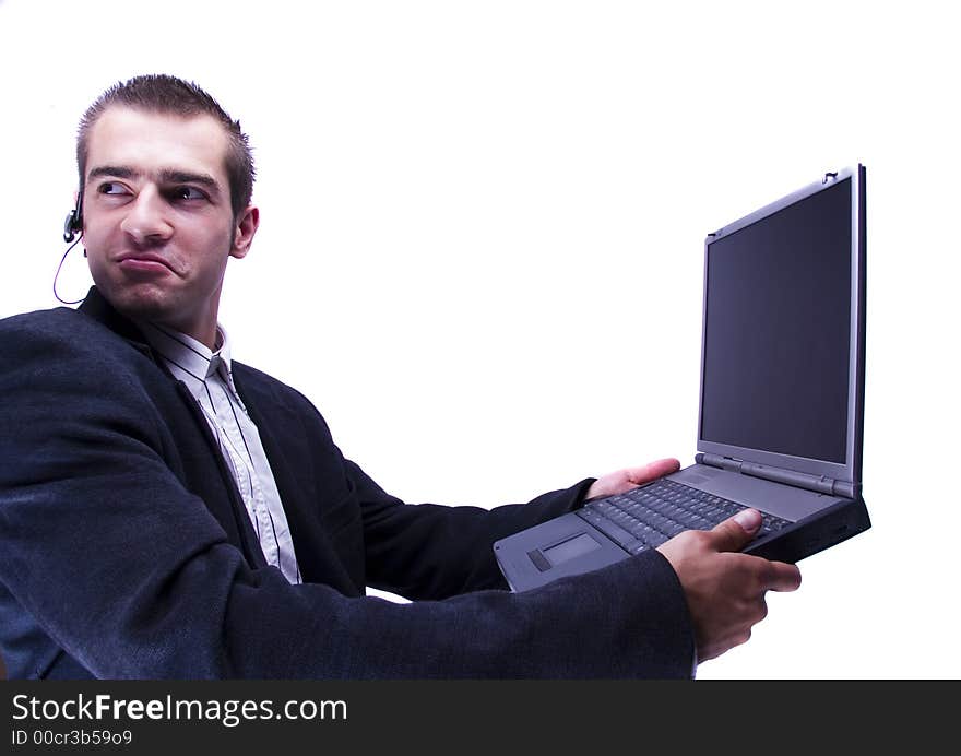 Businessman working on laptop