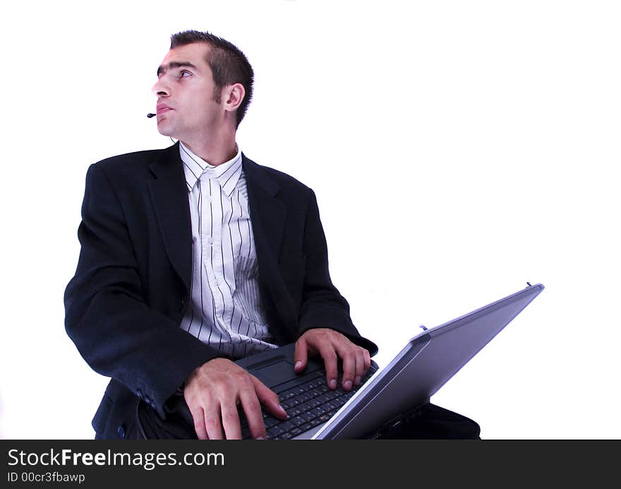 Businessman working on laptop