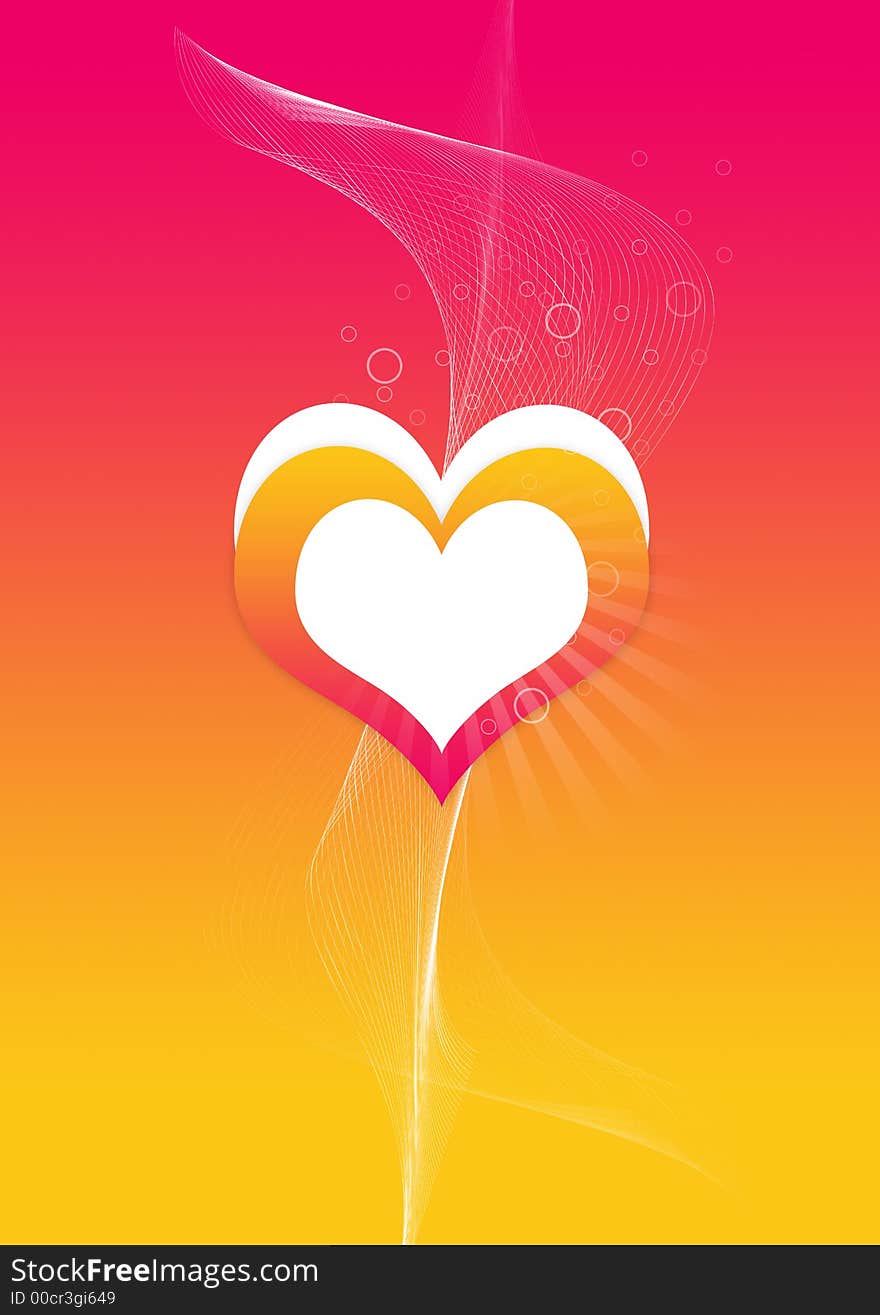 Abstract color gradient background with heart in the middle.