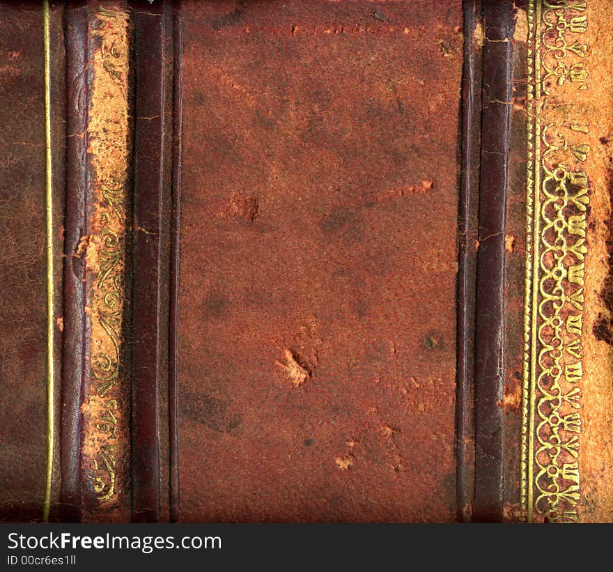 Leather bound book from 1881 with gold in horizontal. Leather bound book from 1881 with gold in horizontal