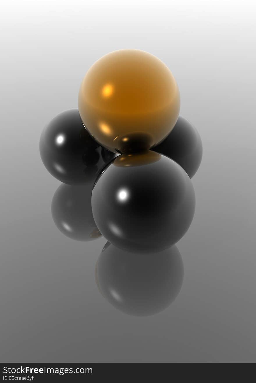 Abstract 3D composition - ball set on glass surface. Abstract 3D composition - ball set on glass surface.