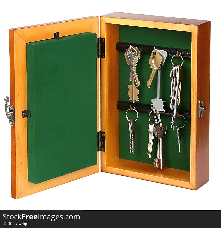 Keys hung in wooden box