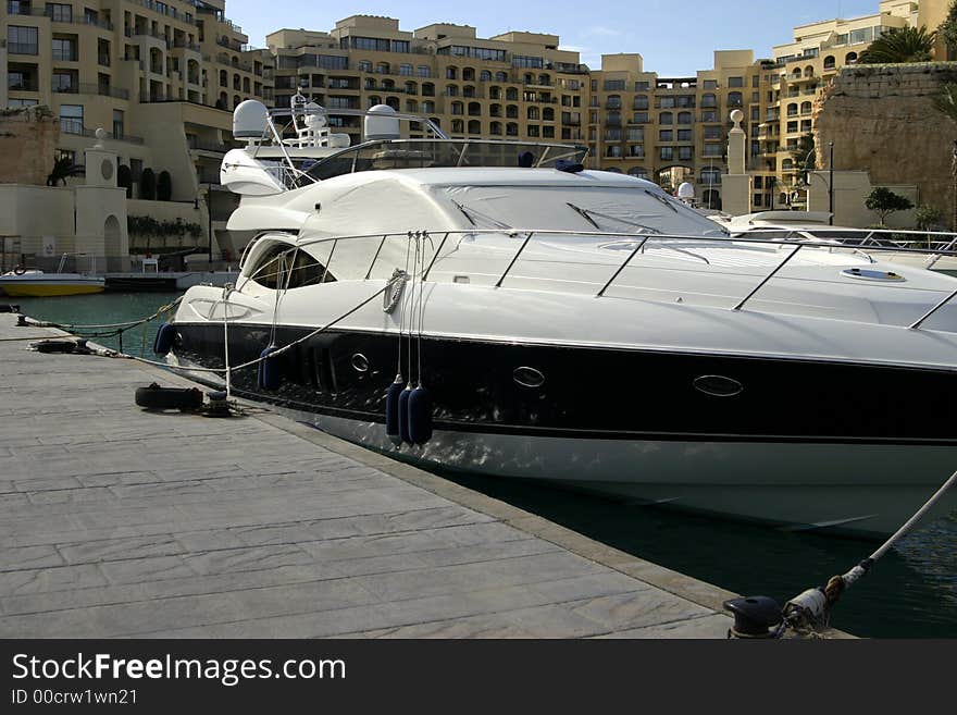 Boat on a mooring in a bay on Malta