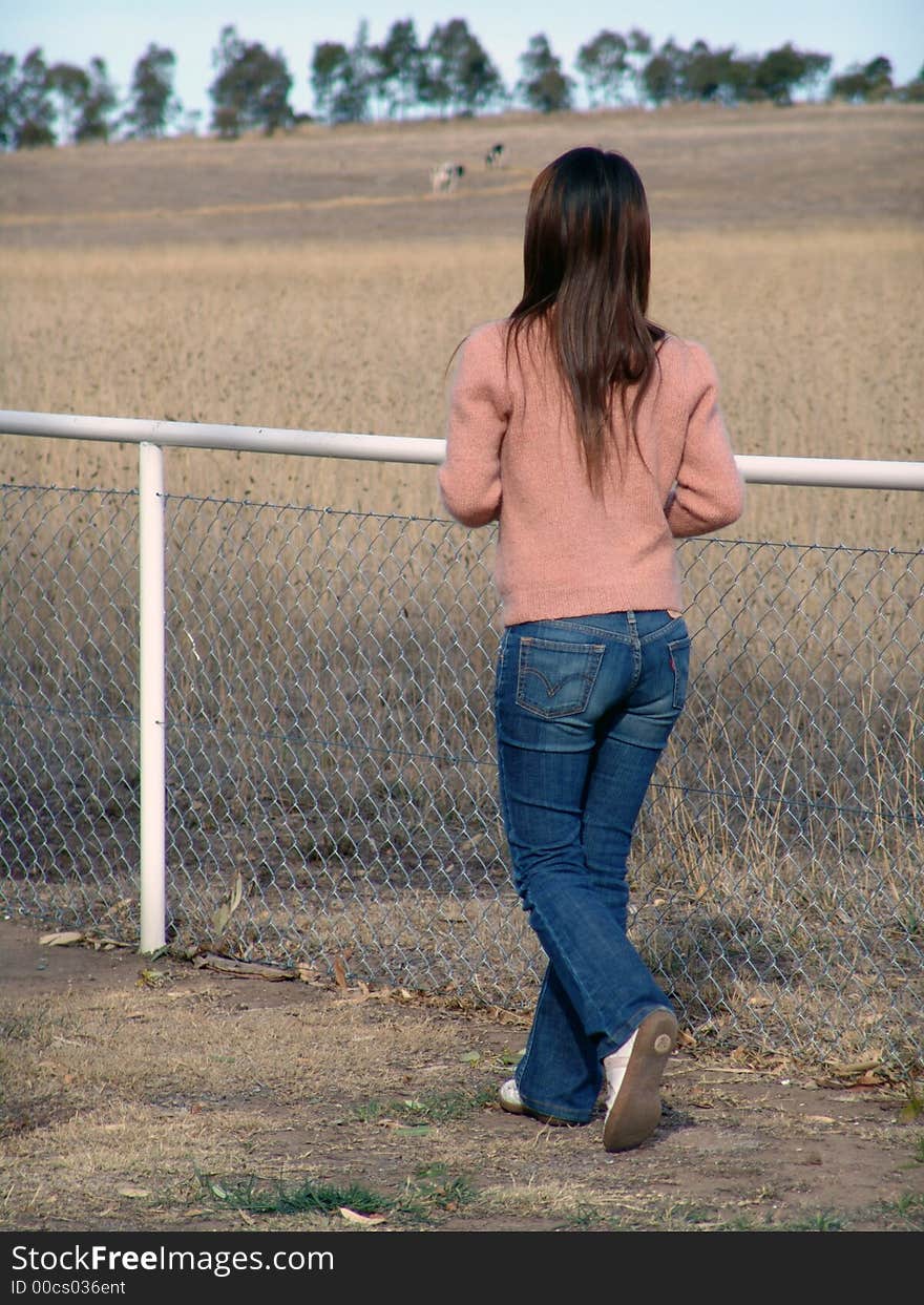 Girl looking at a landscape