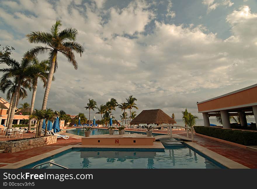 Omni pool area in Puerto Aventuras, Mexico. Omni pool area in Puerto Aventuras, Mexico