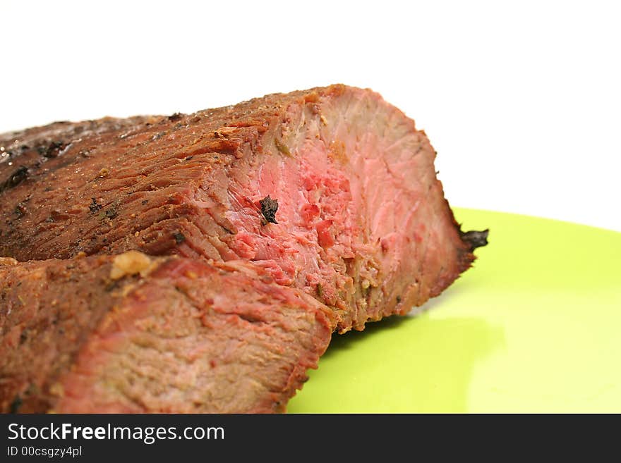 Medium rare grilled steak