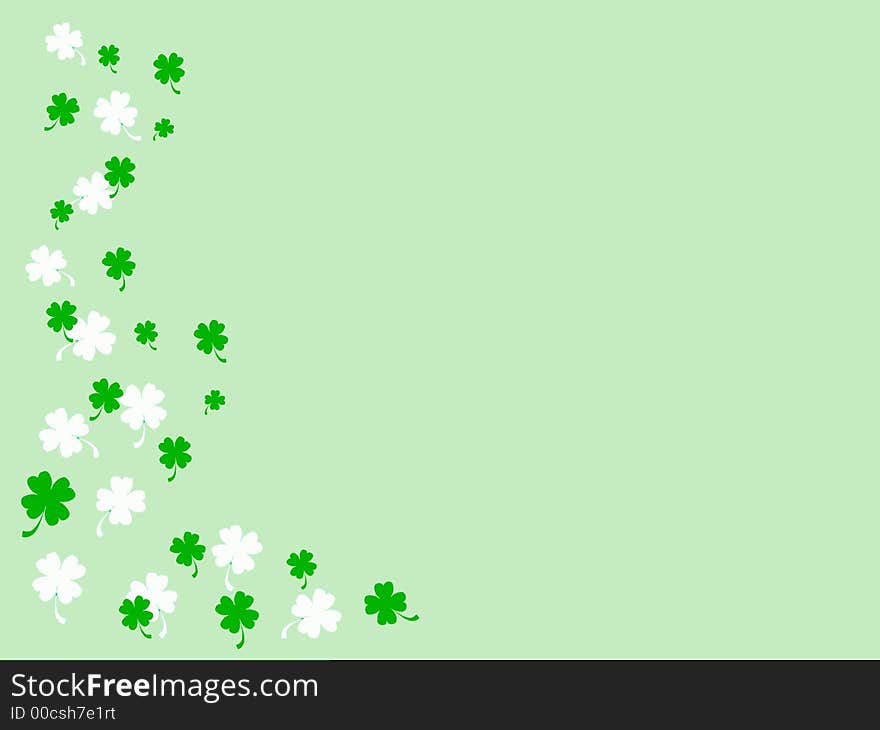 Green and white shamrocks on light green background. Green and white shamrocks on light green background