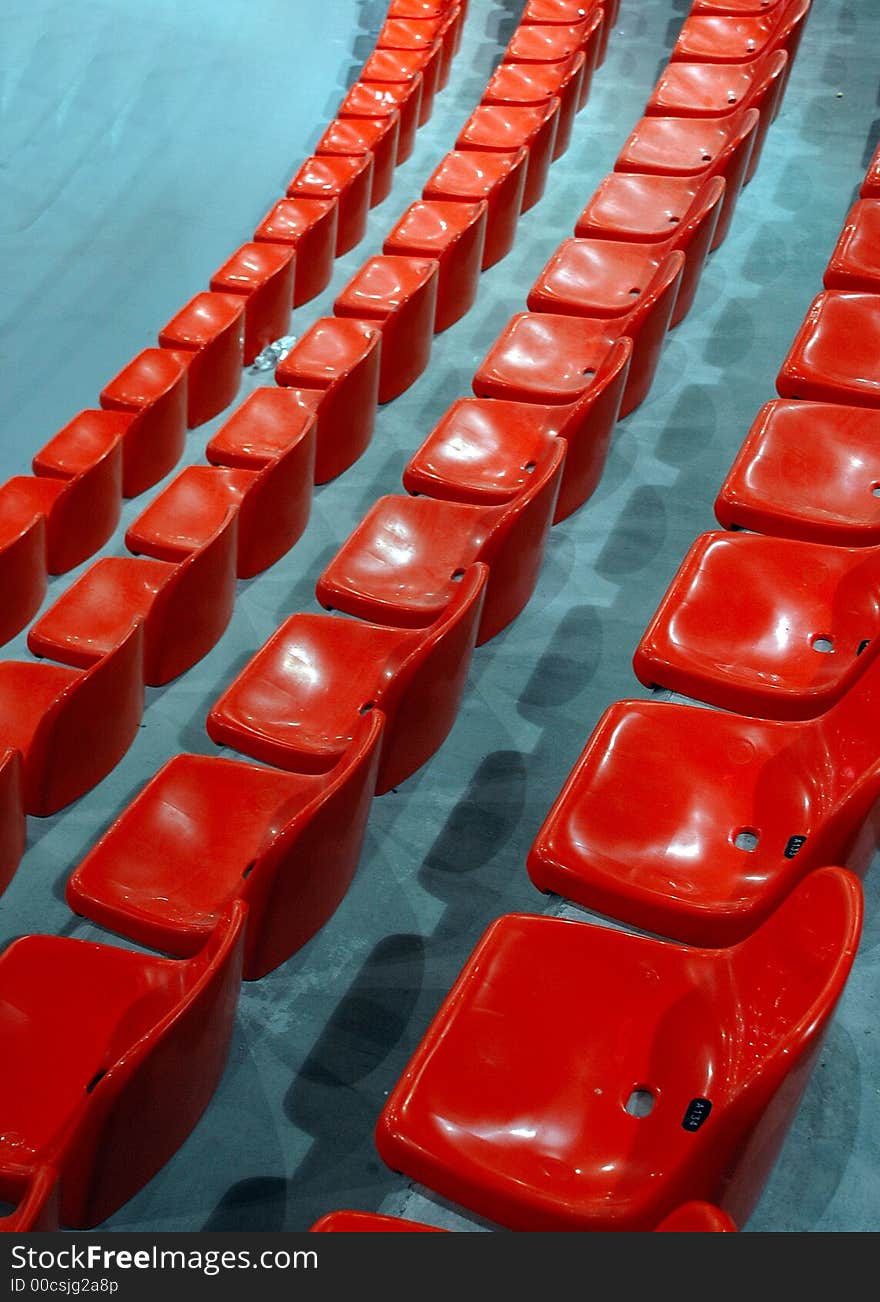 Indoor Athletic Center Red Seats - Rear Up. Indoor Athletic Center Red Seats - Rear Up