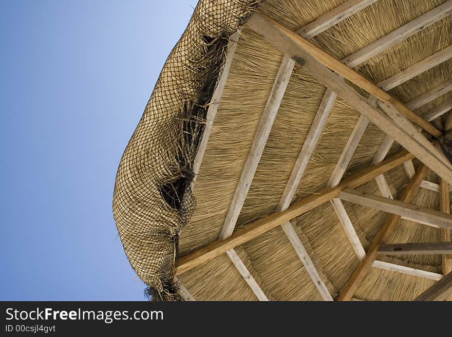 Straw beach hut covering