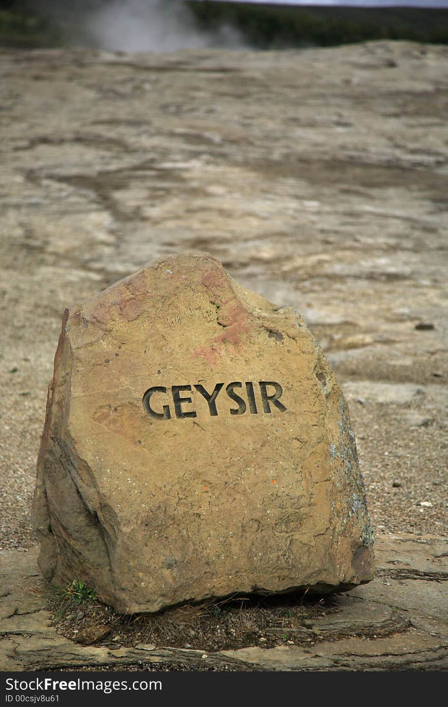 Geysir sign for the world famous geysir Iceland