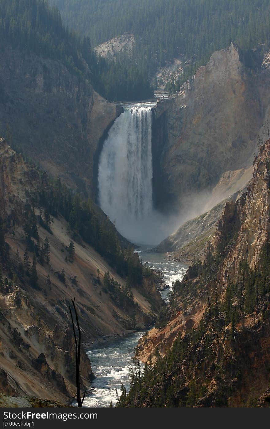Big waterfall in Yellowstone National Park