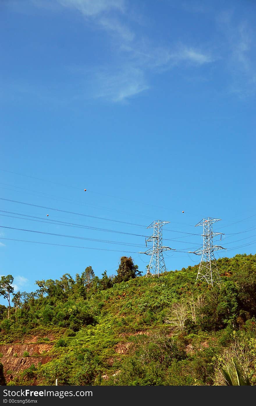 Electricity transmitter on top of mountain