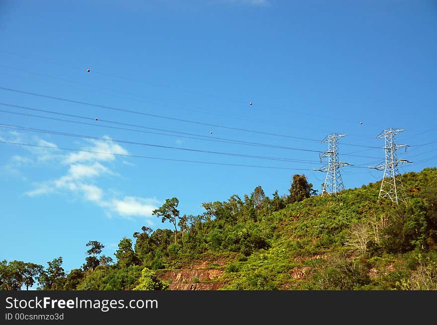 Electricity transmitter on top of mountain