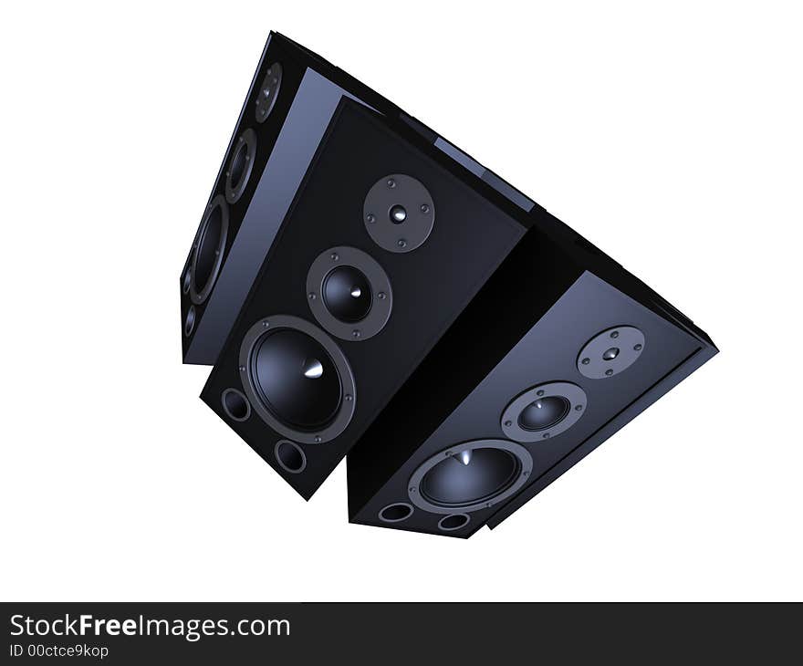 3d rendered illustration of big black speaker. 3d rendered illustration of big black speaker