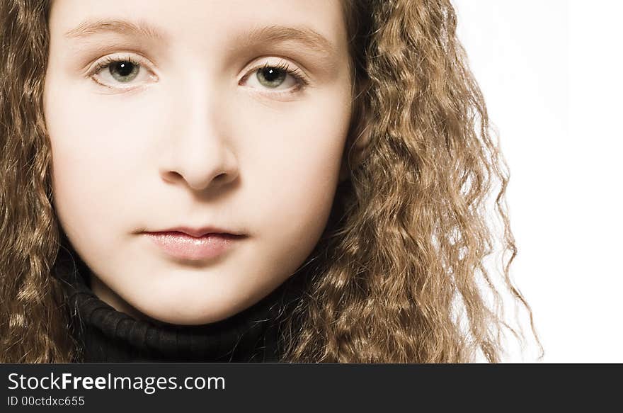 A child model in the studio. A child model in the studio