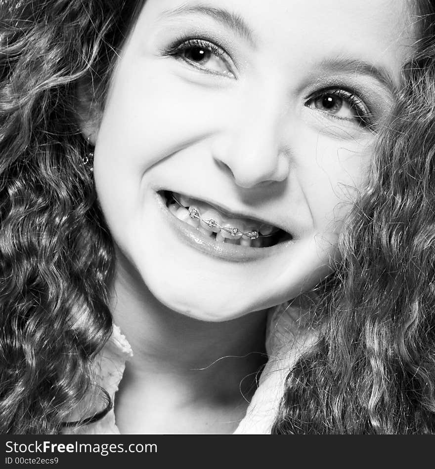 A child model in the studio. A child model in the studio