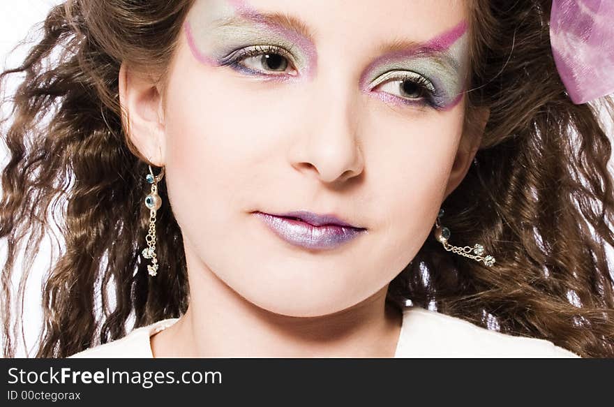 A child model in the studio. A child model in the studio