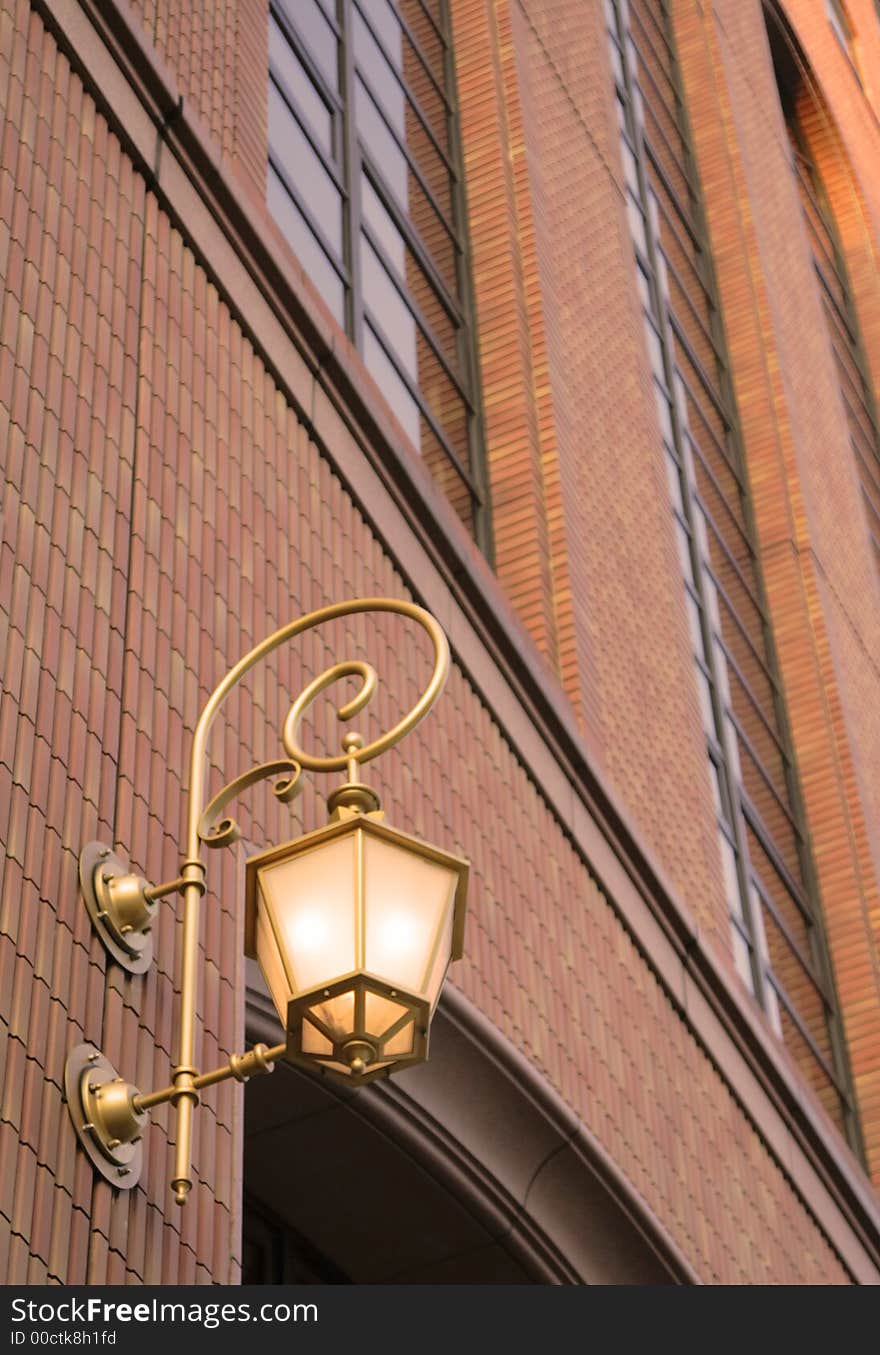 Down-up perspective near a high class hotel wall. Down-up perspective near a high class hotel wall