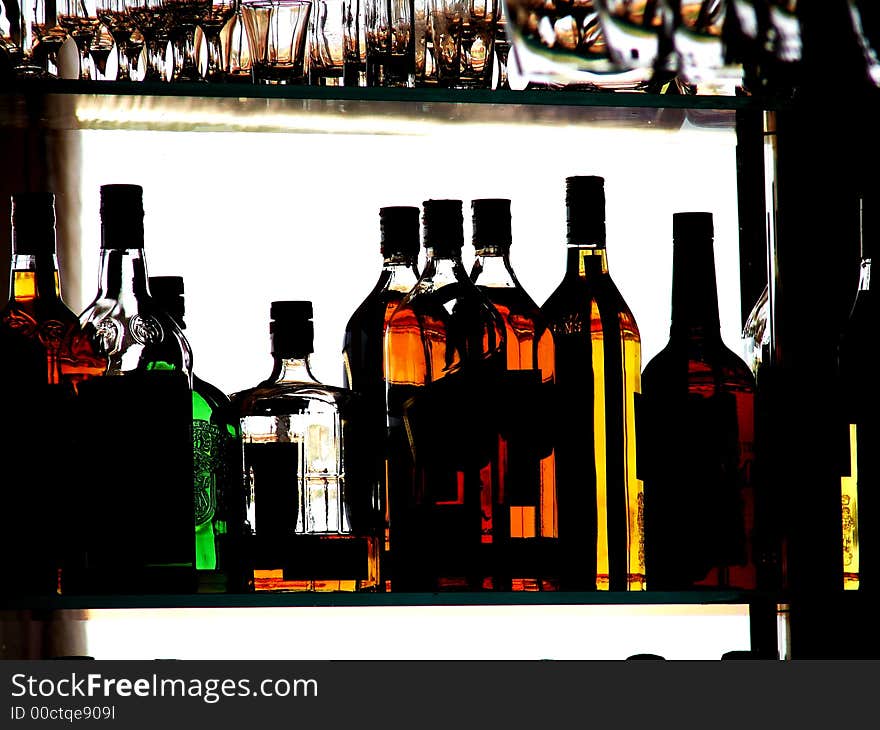 Colored Drink Bottles and Glasses. Colored Drink Bottles and Glasses