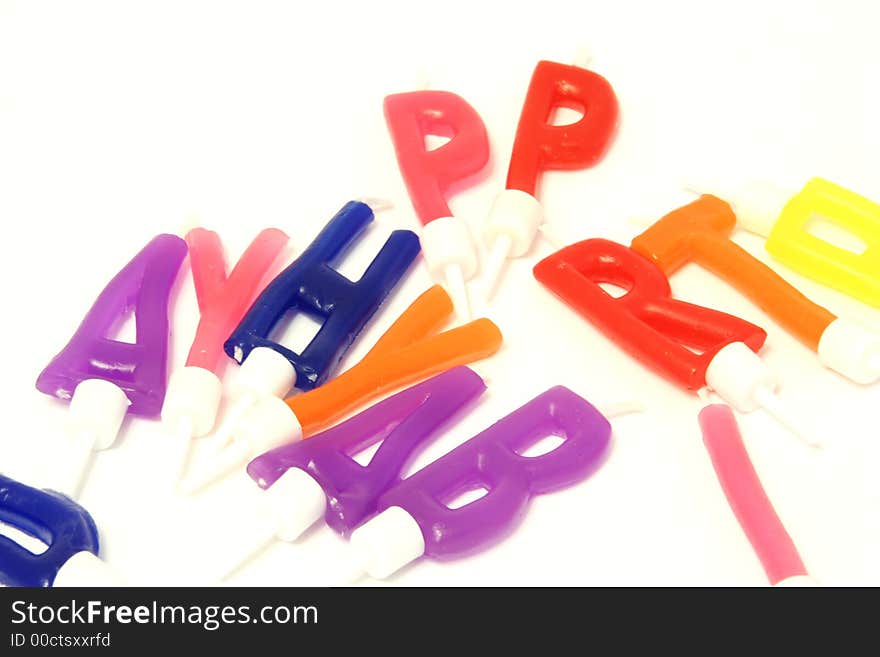 Birthday candles on a white background