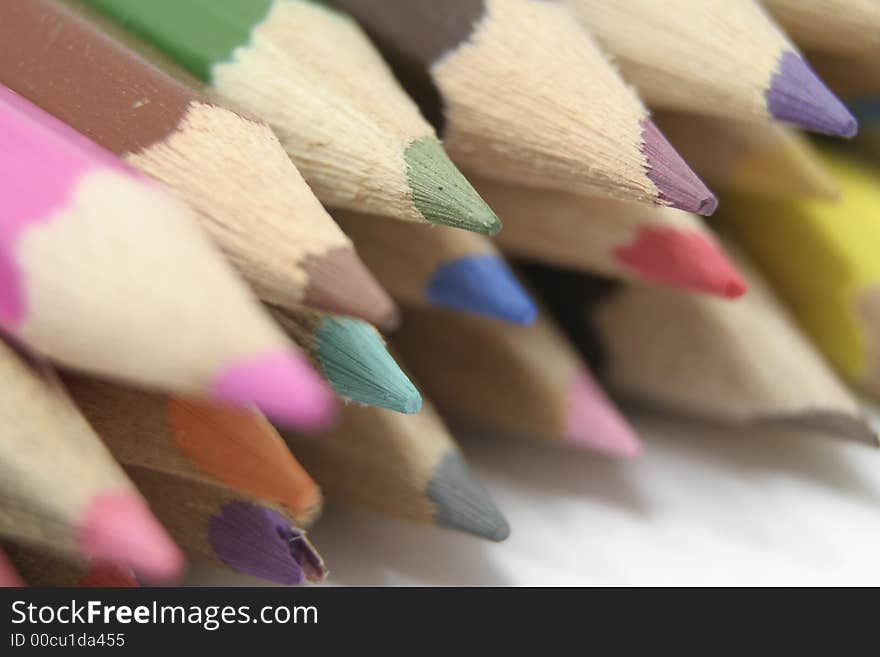 Close up of coloured pencils