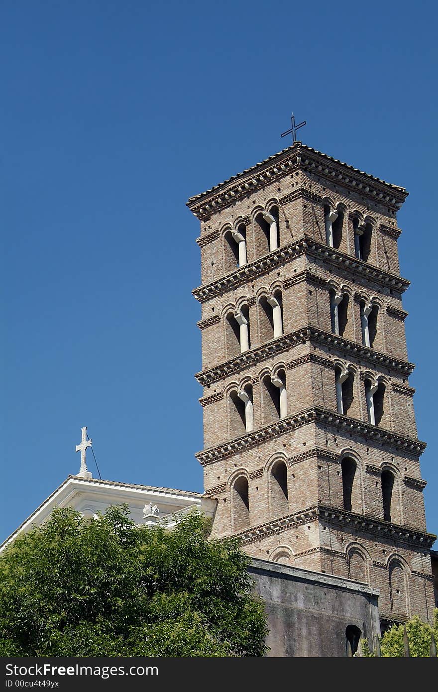 Classic Church Tower In Rome