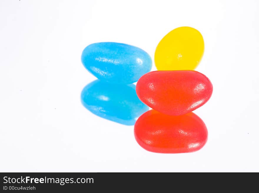 Colorful close-up of Jelly Beans on white