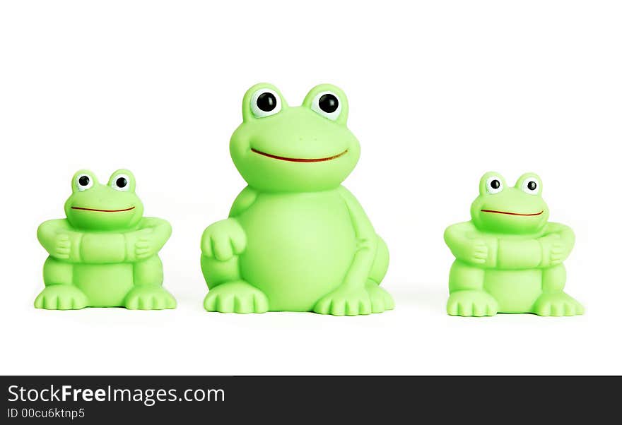 Green plastic frogs