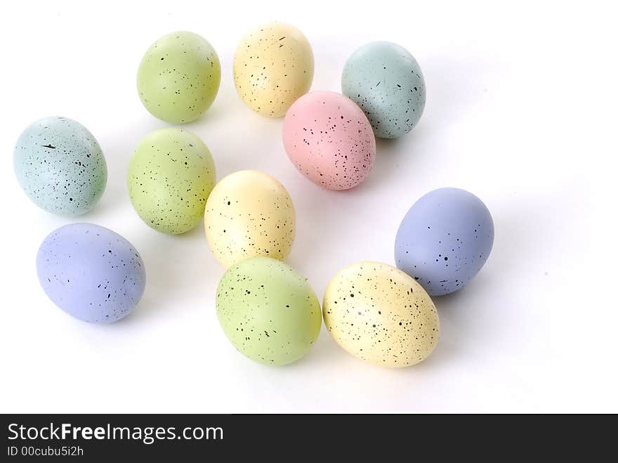 Decoated Easter eggs on white. Decoated Easter eggs on white