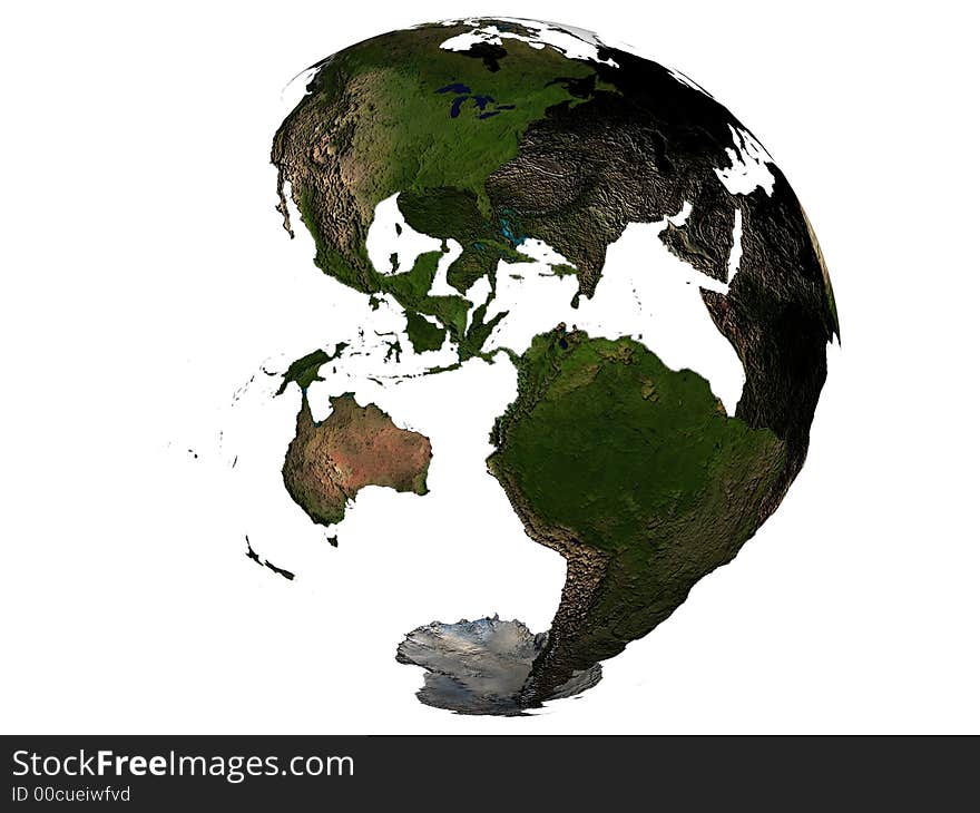 3D rendering of America on a transparent earth globe. 3D rendering of America on a transparent earth globe