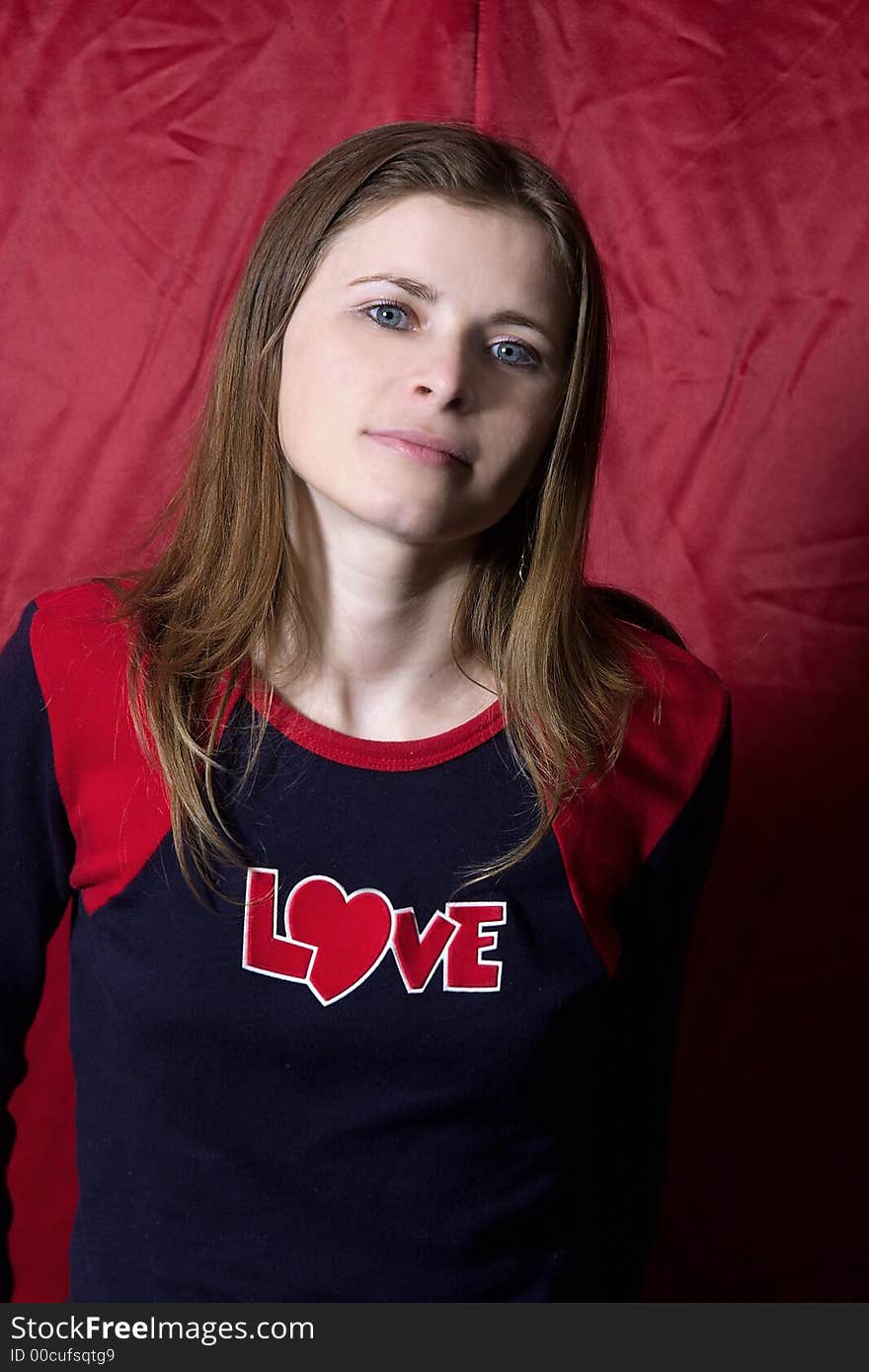 Beautful girl portrait with love shirt. Beautful girl portrait with love shirt