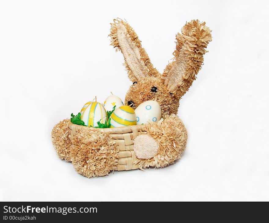 Easter rabbit, basket rabbit with eggs