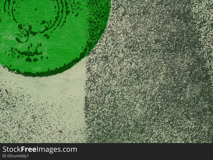 Abstract colored illustration with partial green circle and sprinkled texture. Abstract colored illustration with partial green circle and sprinkled texture