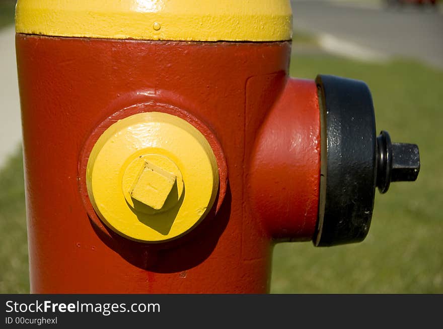 Red and yellow hydrant