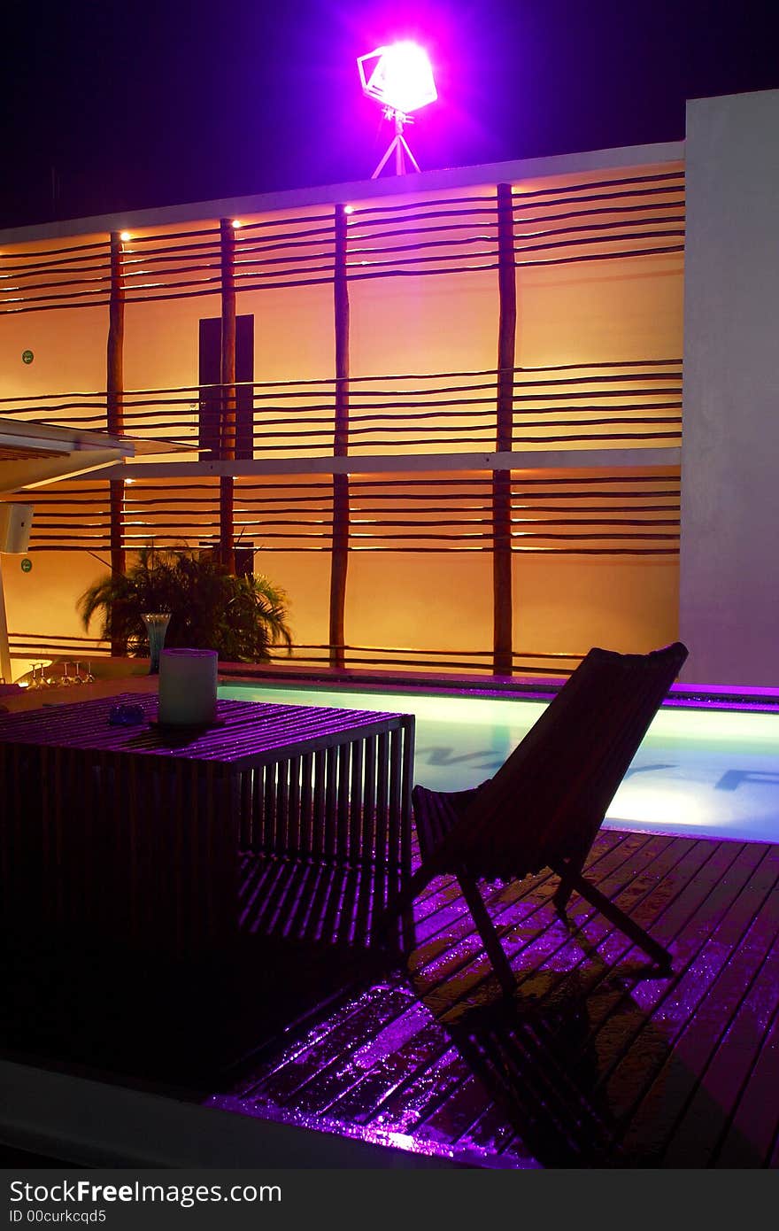 Inner patio with swimming pool in  a hotel with modern and minimalism decoration in Playa del Carmen, Cancun, Mexico, Latin America. Inner patio with swimming pool in  a hotel with modern and minimalism decoration in Playa del Carmen, Cancun, Mexico, Latin America