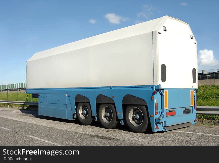 Trailer of truck sitting at commercial port