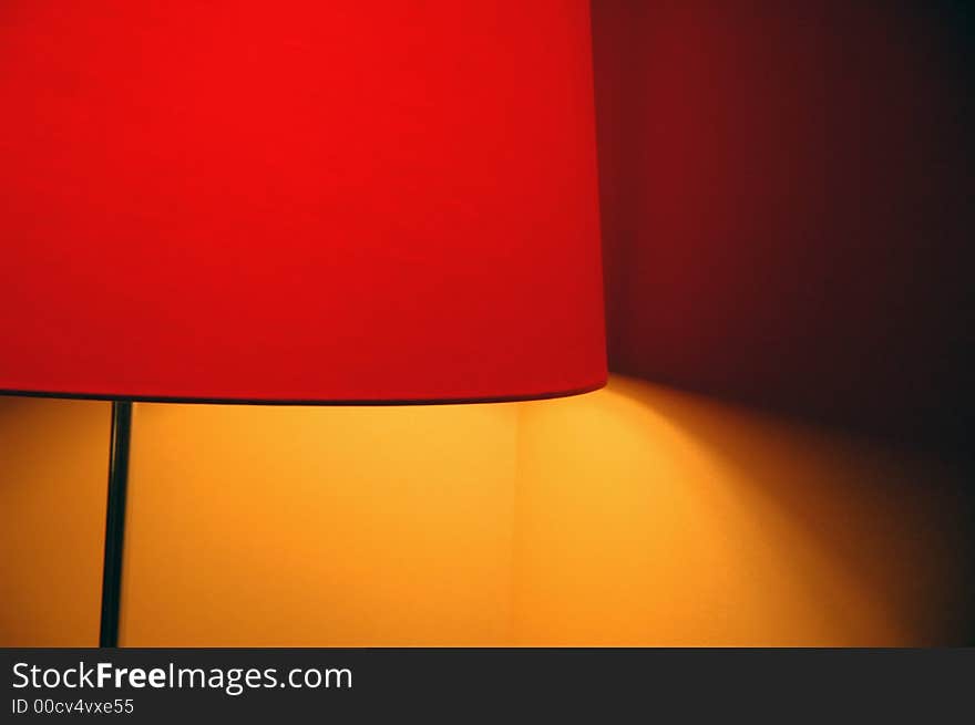 Red lamp in interior. Indoor illumination.