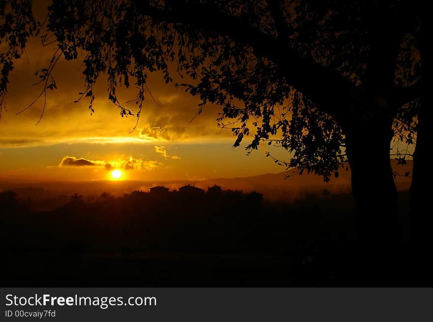 Sunset in South France (Cote d Azur). Sunset in South France (Cote d Azur)