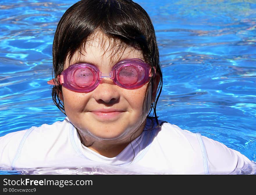 Young girl swimming