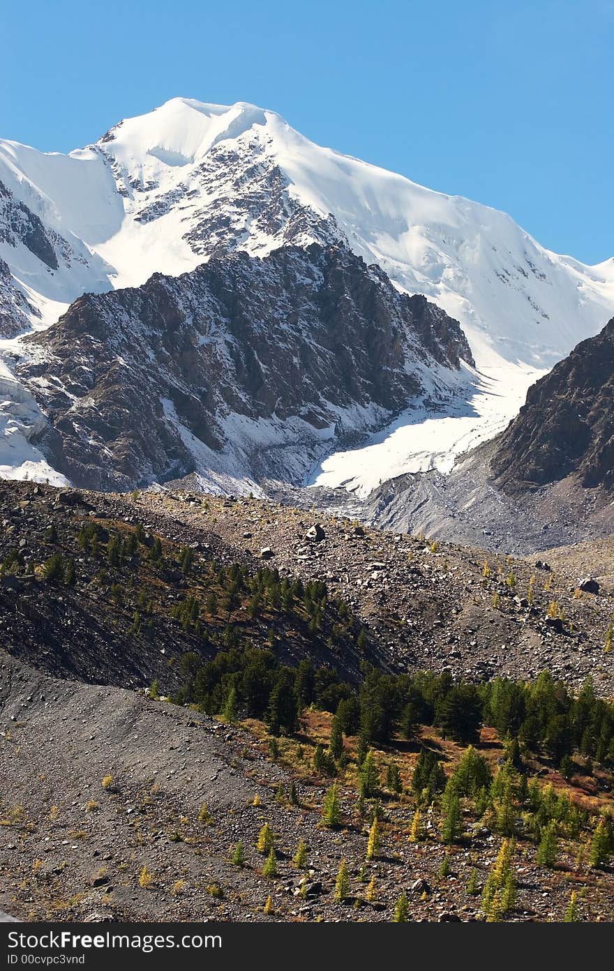 Mountains and glacier.