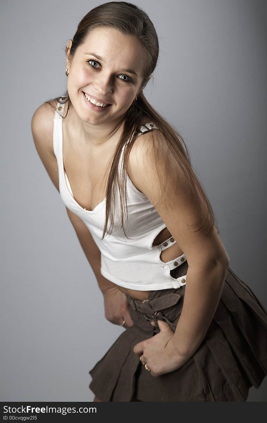 Smiling young girl with long hair