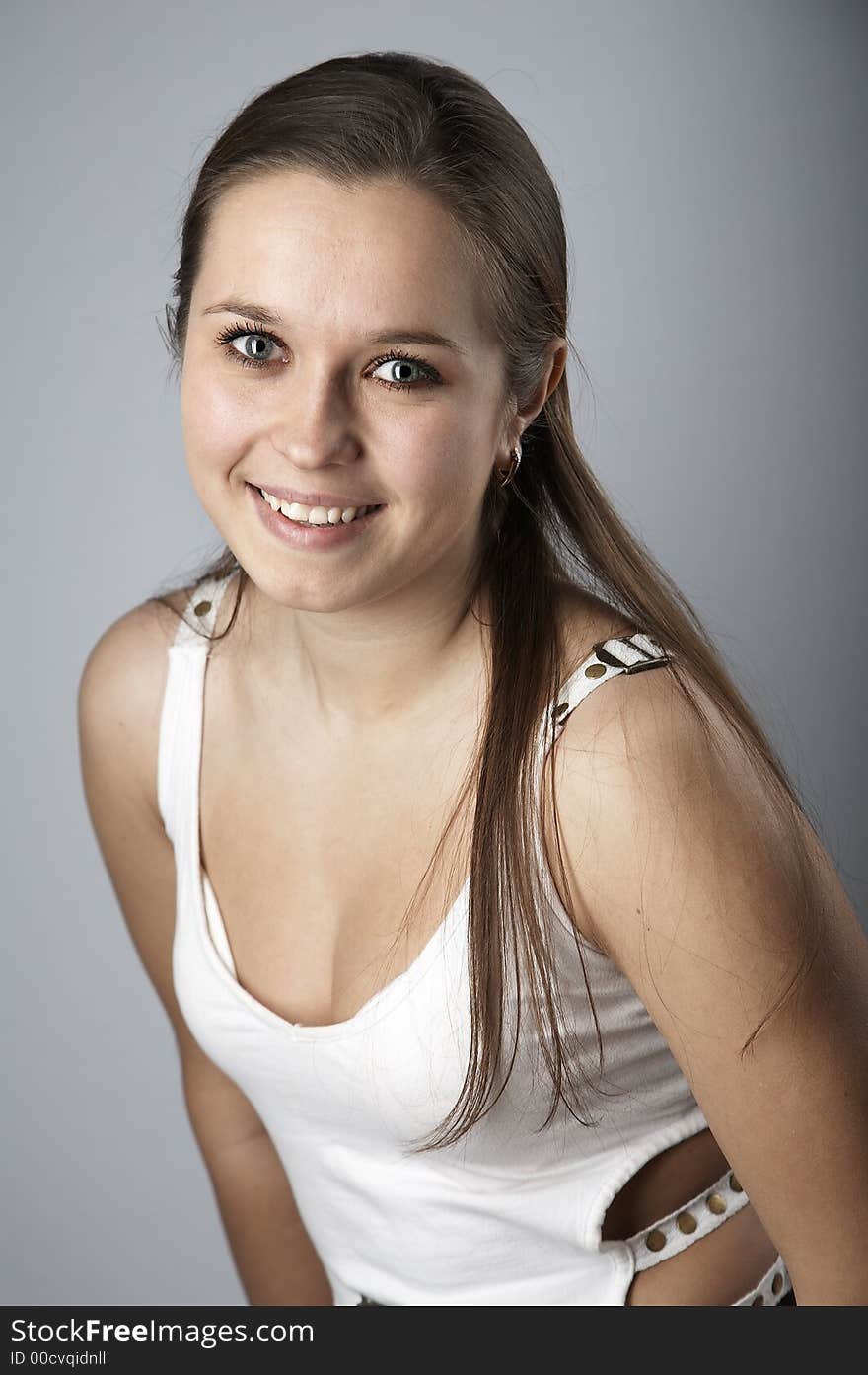 Smiling girl with long hair